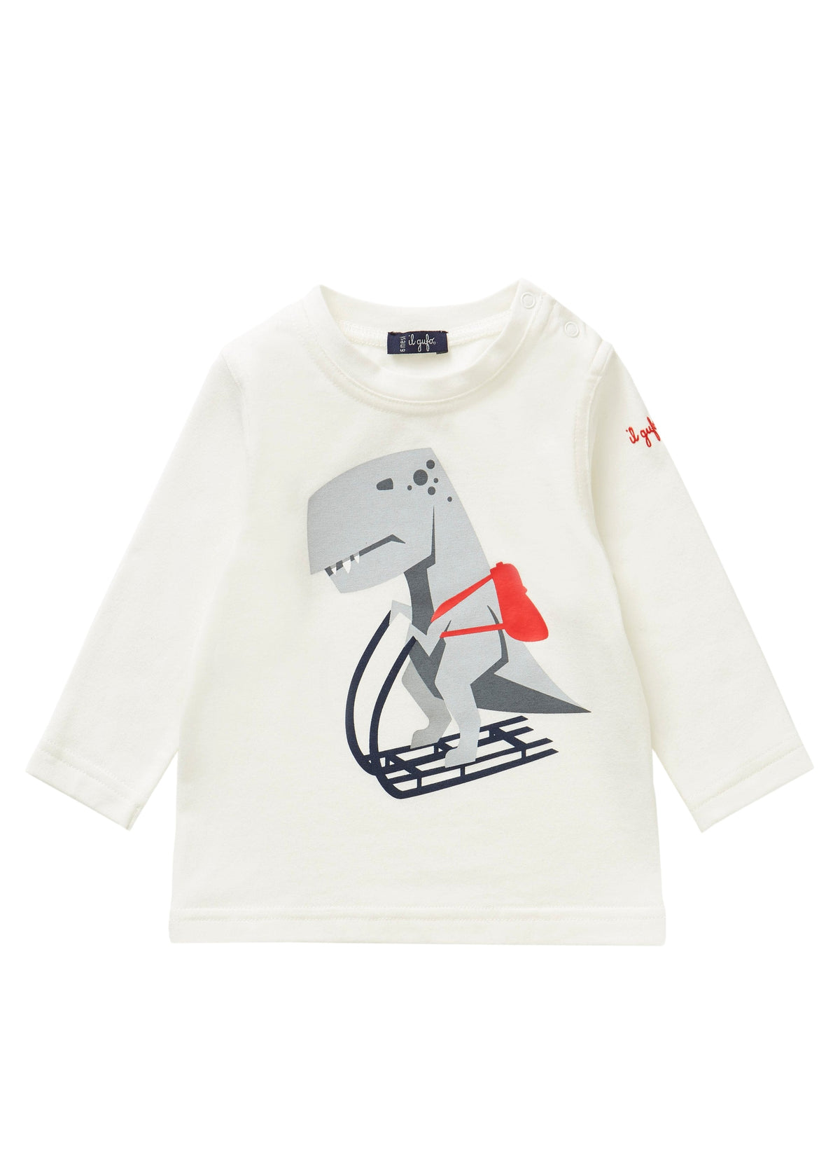 T-Shirt With Dinosaur On A Sledge