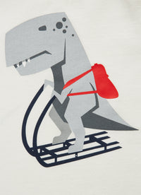 T-shirt with dinosaur on a sledge