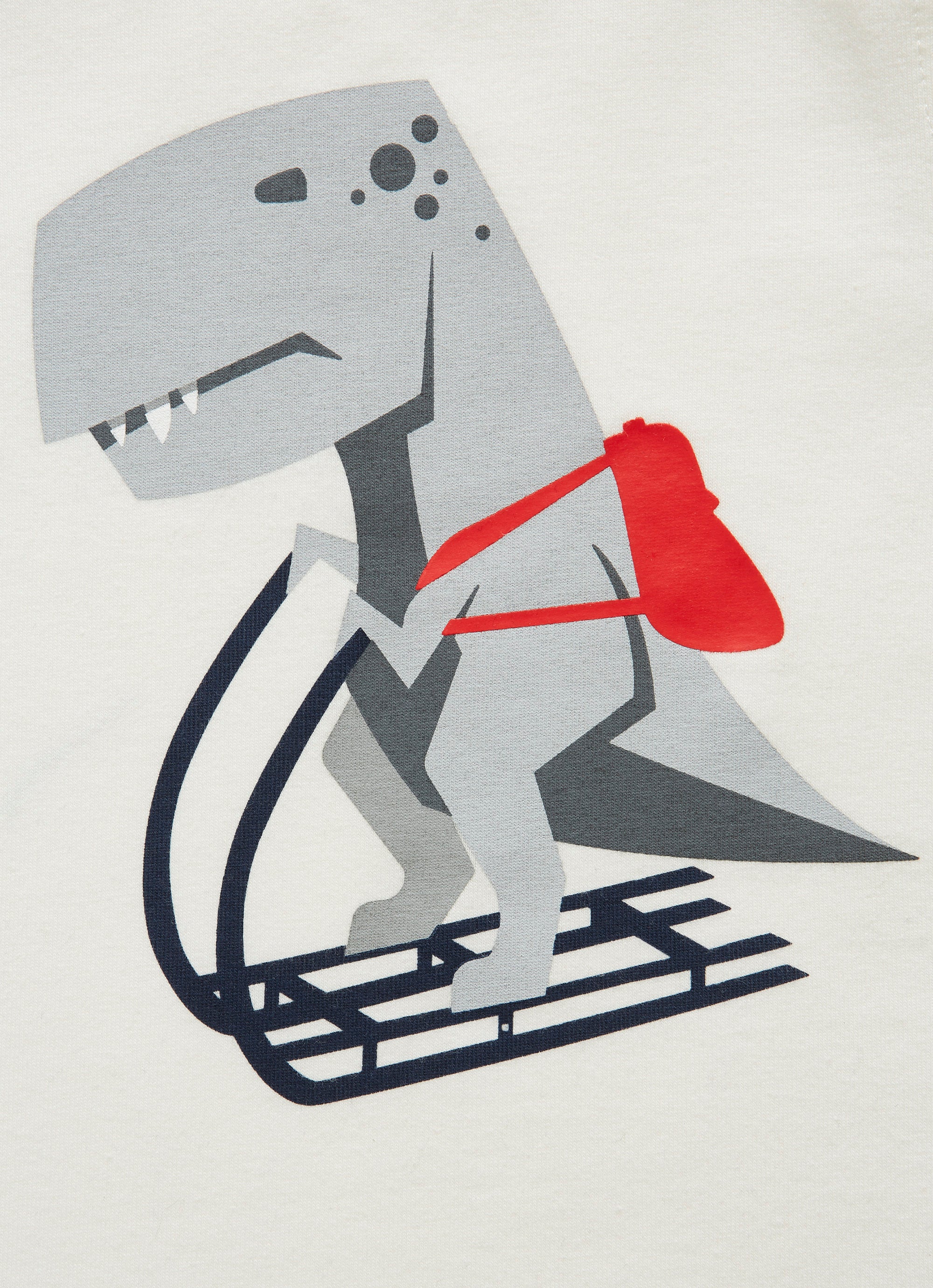 T-shirt with dinosaur on a sledge