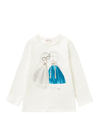 Long-Sleeve T-Shirt With Little Girls And Tulle