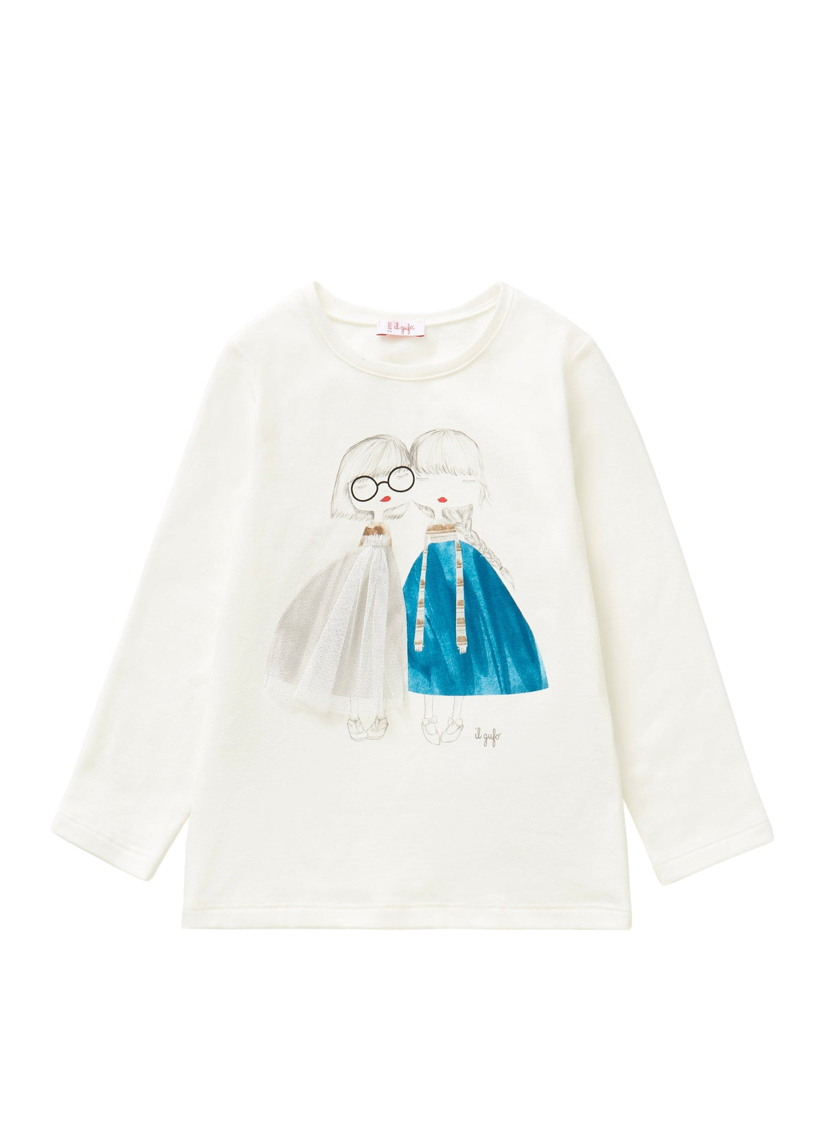 Long-Sleeve T-Shirt With Little Girls And Tulle