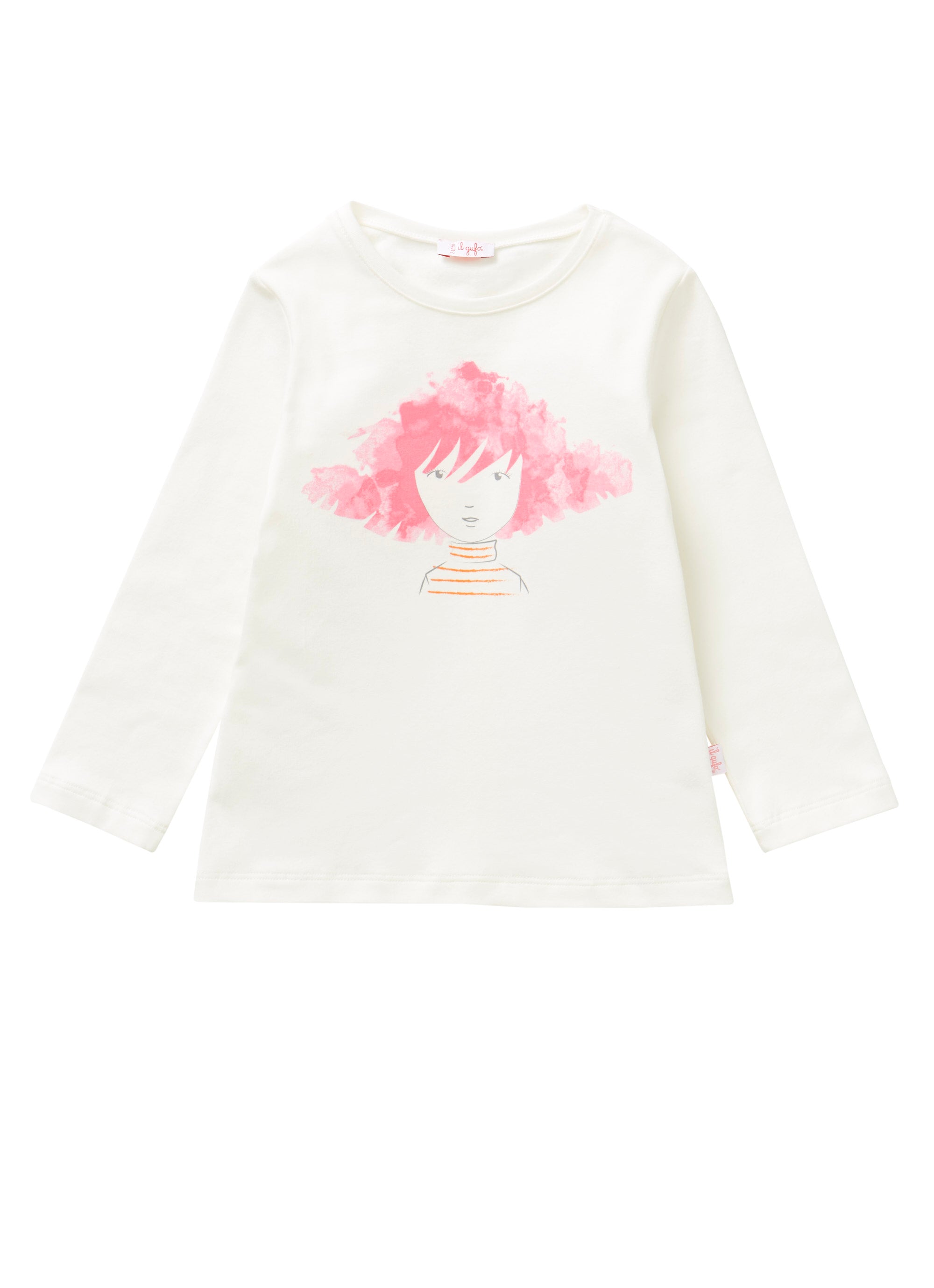 T-shirt with a girl with shocking pink hair motif