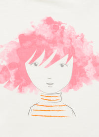 T-shirt with a girl with shocking pink hair motif