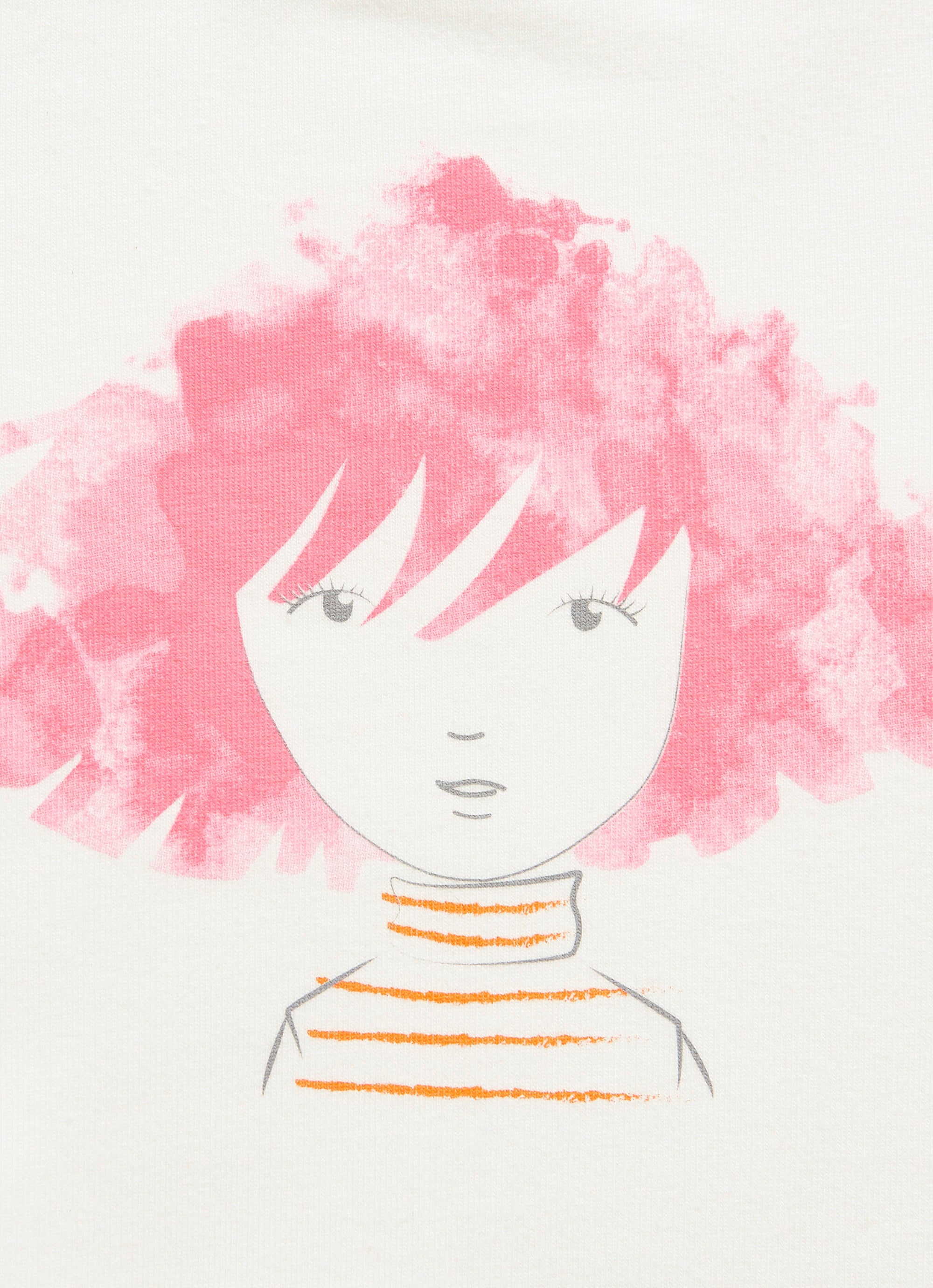 T-shirt with a girl with shocking pink hair motif