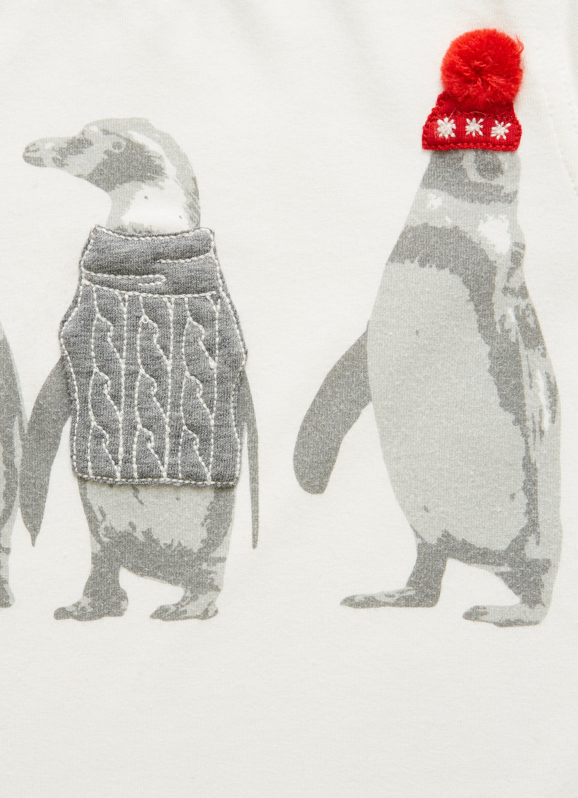 Maglia a maniche lunghe con illustrazione pinguini