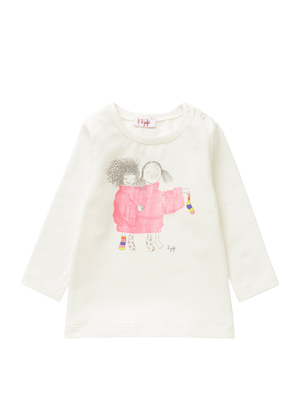 T-Shirt With Little Girls Wearing Shocking Pink Sweaters