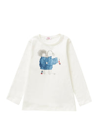 White T-Shirt With Little Girls Motif