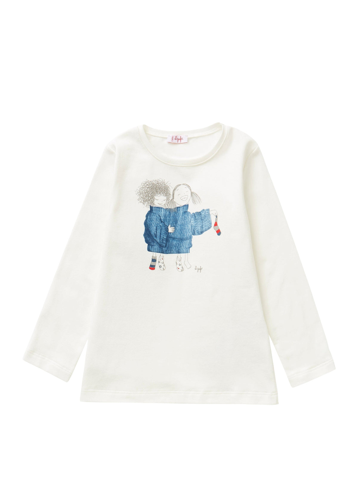 White T-Shirt With Little Girls Motif