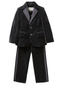 Tuxedo in grigio velluto liscio con revers