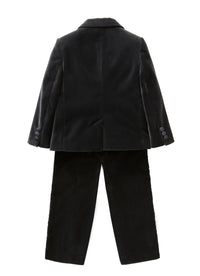 Tuxedo in grigio velluto liscio con revers