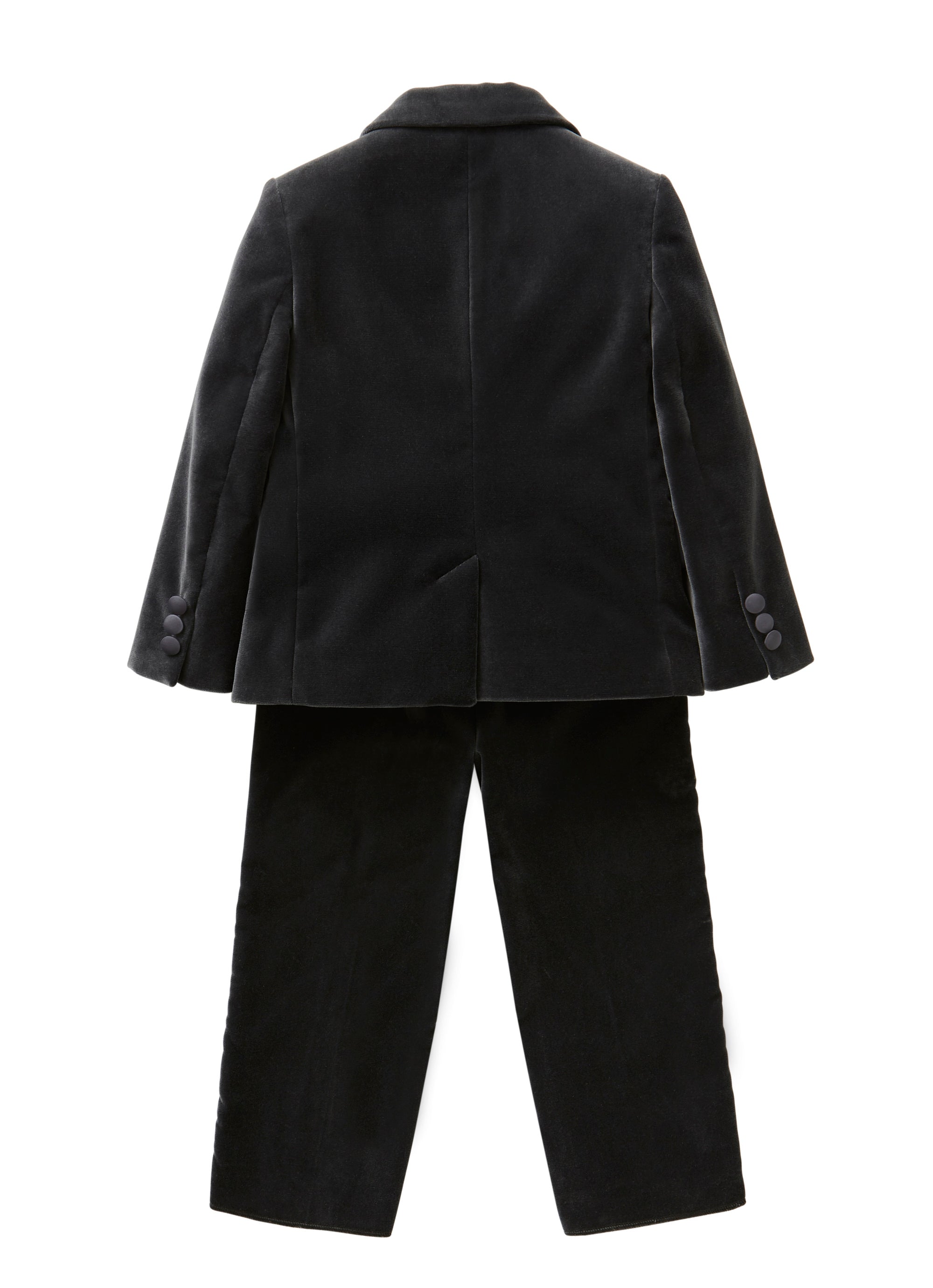 Tuxedo in grigio velluto liscio con revers