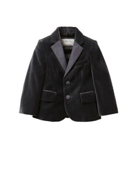 Tuxedo in grigio velluto liscio con revers