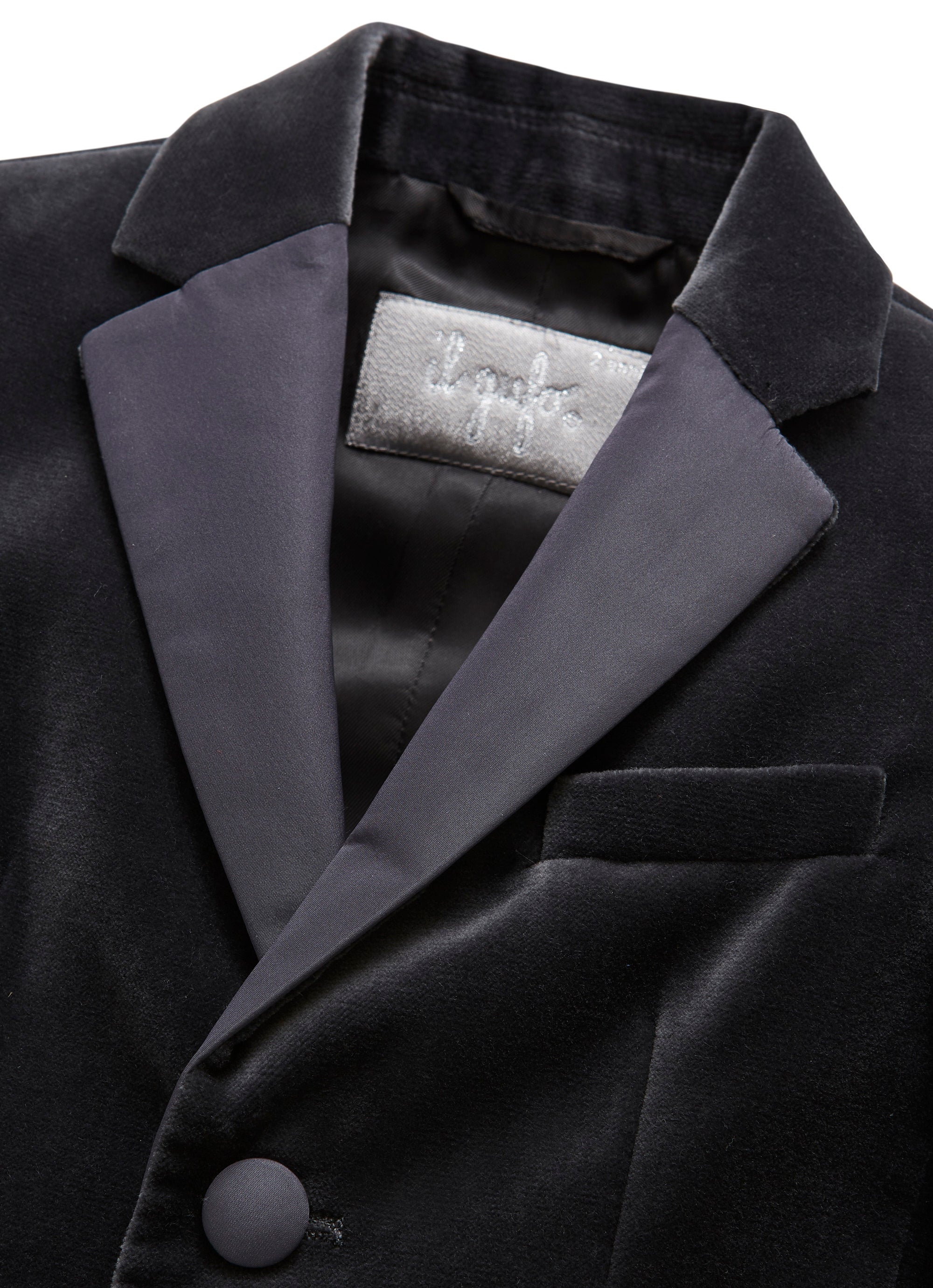 Tuxedo in grigio velluto liscio con revers