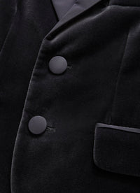 Tuxedo in grigio velluto liscio con revers
