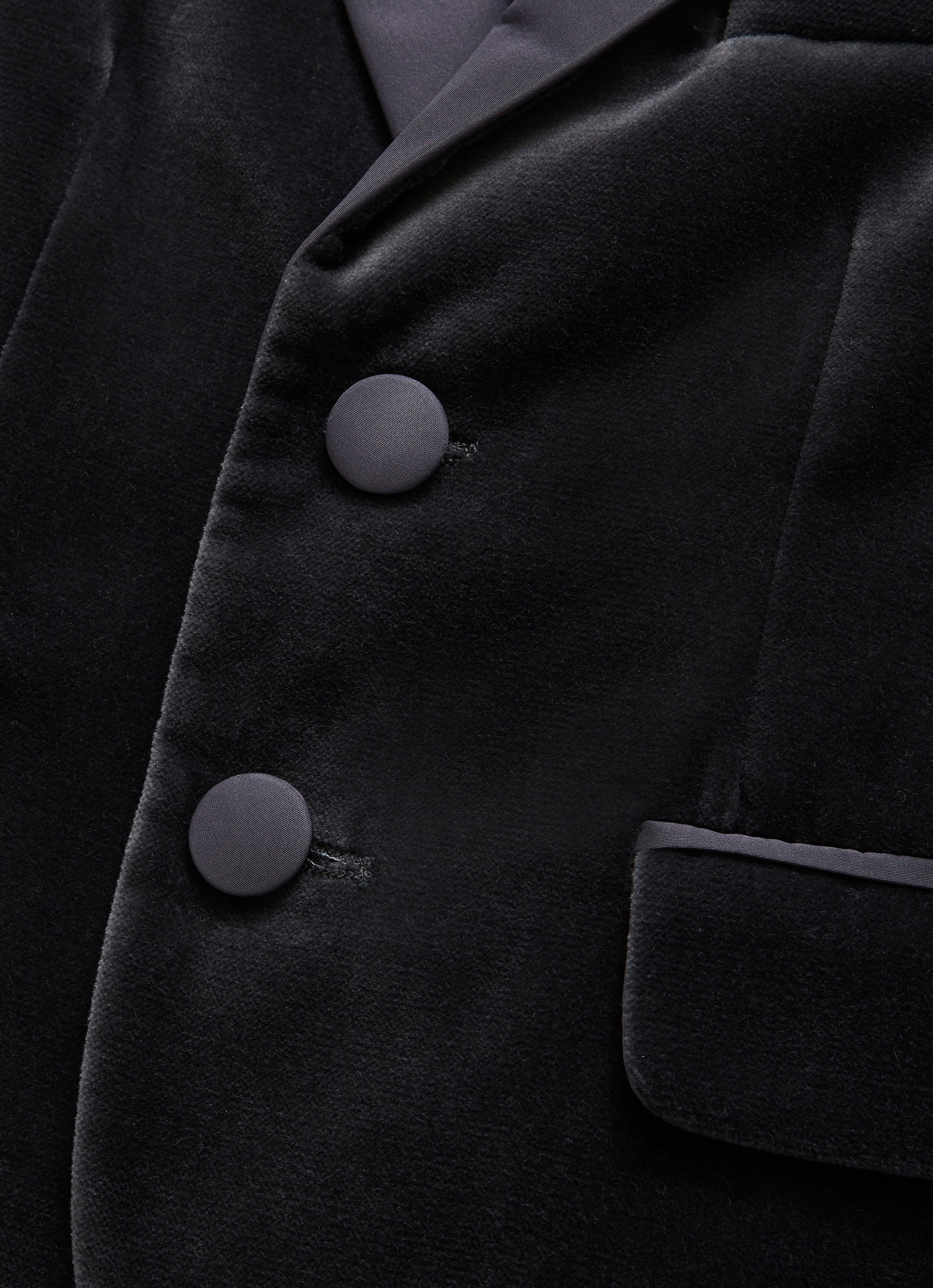 Tuxedo in grigio velluto liscio con revers