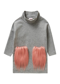 Dress With Pink Faux-Fur Inserts