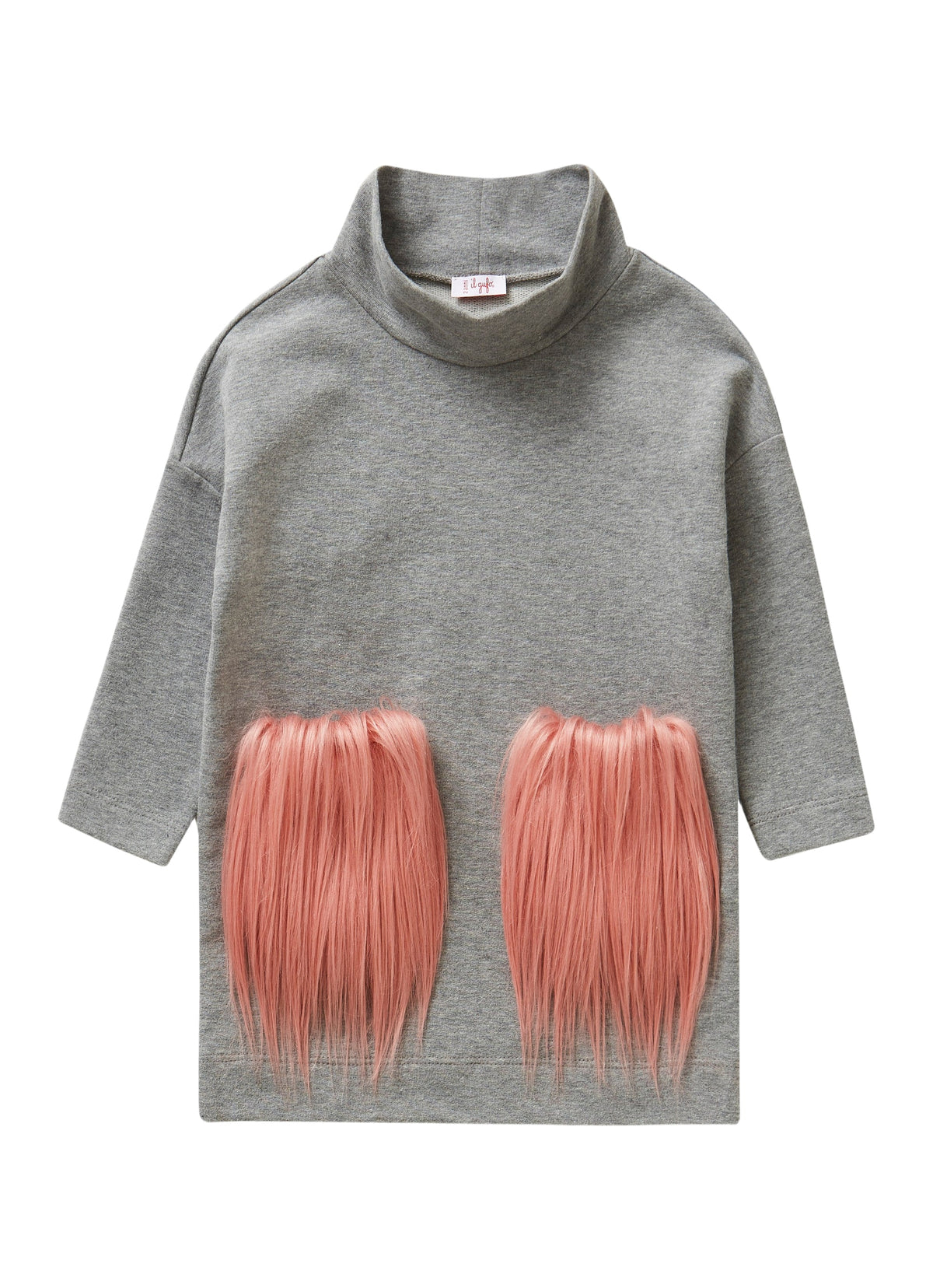 Dress With Pink Faux-Fur Inserts