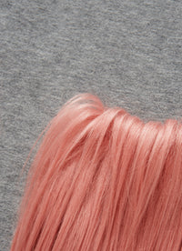 Dress with pink faux-fur inserts