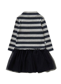Ribbed dress with tulle skirt