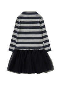 Ribbed Dress With Tulle Skirt