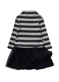 Ribbed dress with tulle skirt