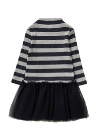Ribbed dress with tulle skirt
