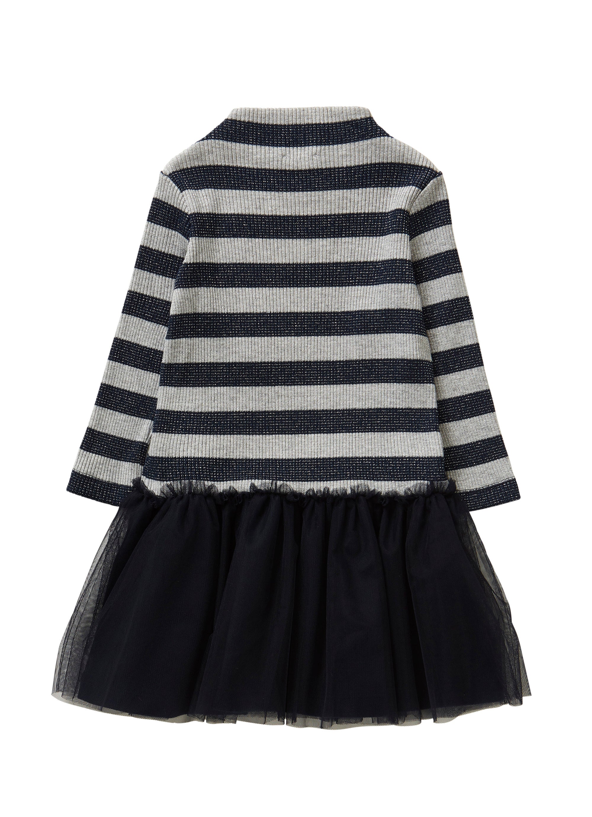 Ribbed dress with tulle skirt