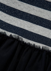 Ribbed dress with tulle skirt