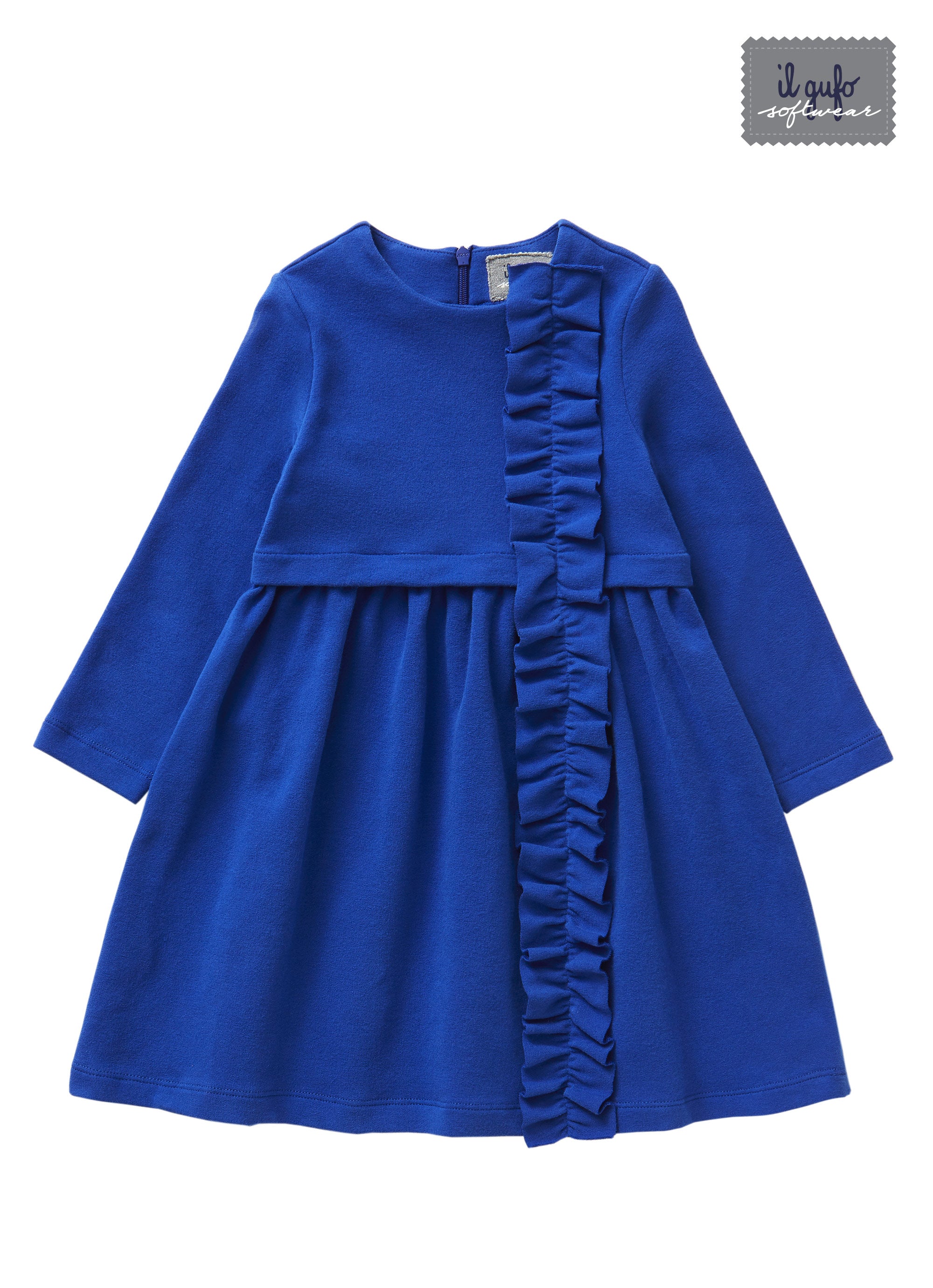 Soft fleece empire style dress with ruffles