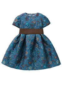 Jacquard dress with blue flowers