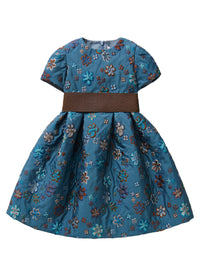 Jacquard Dress With Blue Flowers