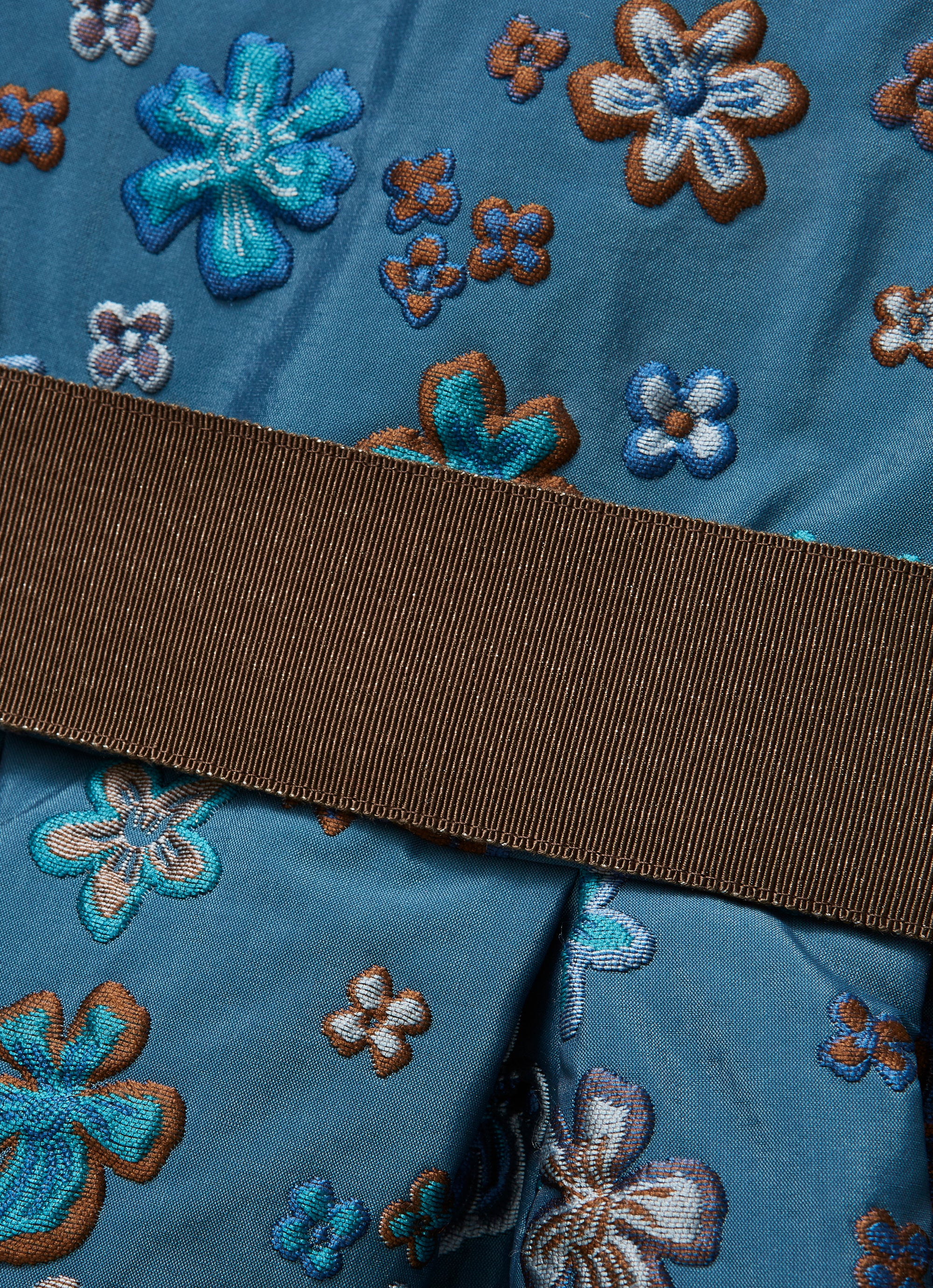 Jacquard dress with blue flowers