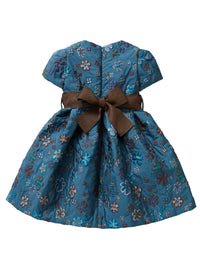 Jacquard dress with blue flowers