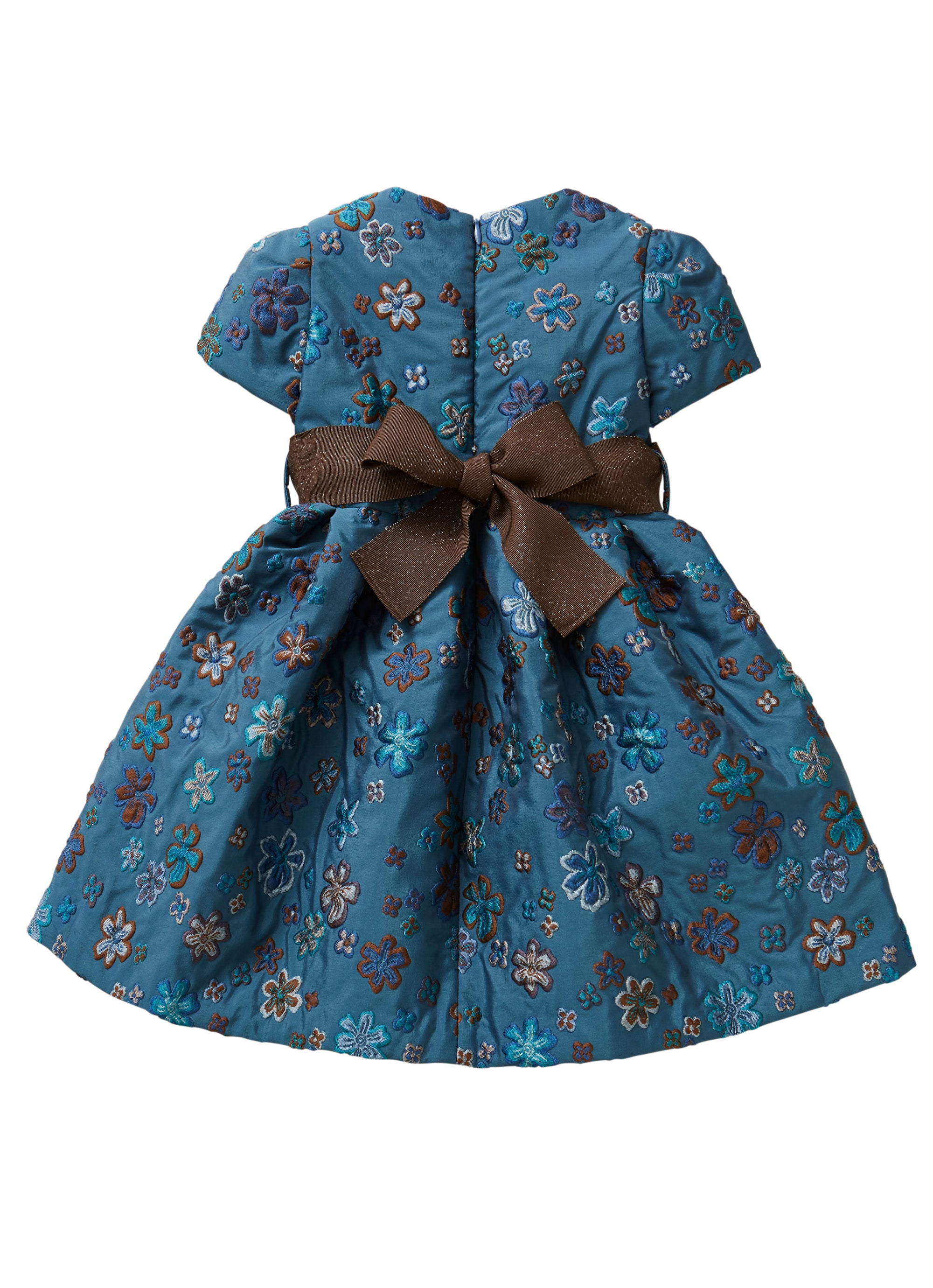 Jacquard dress with blue flowers