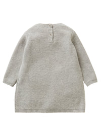 Tricot wool dress with multicoloured POM POMS