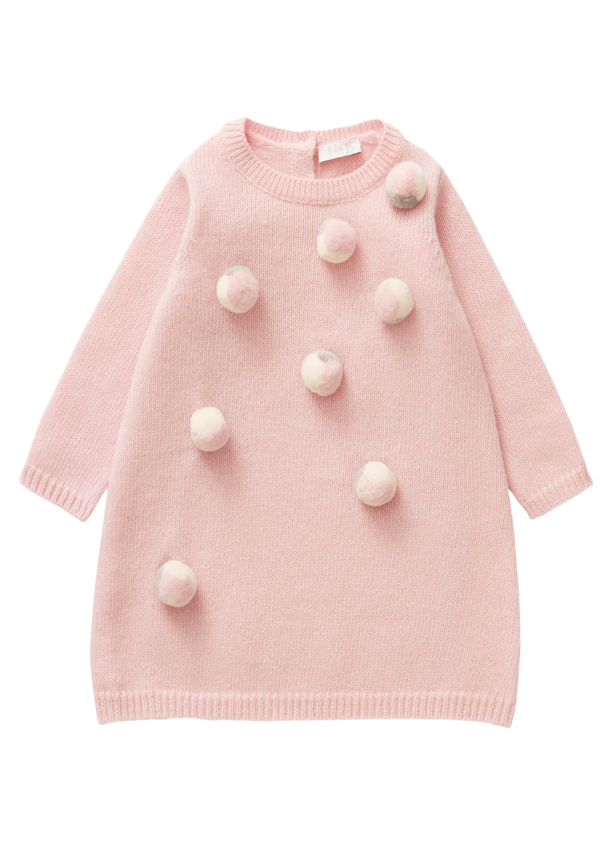 Wool Tricot Dress With A Striking Multicoloured Pom Poms