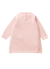 Wool tricot dress with a striking multicoloured POM POMS