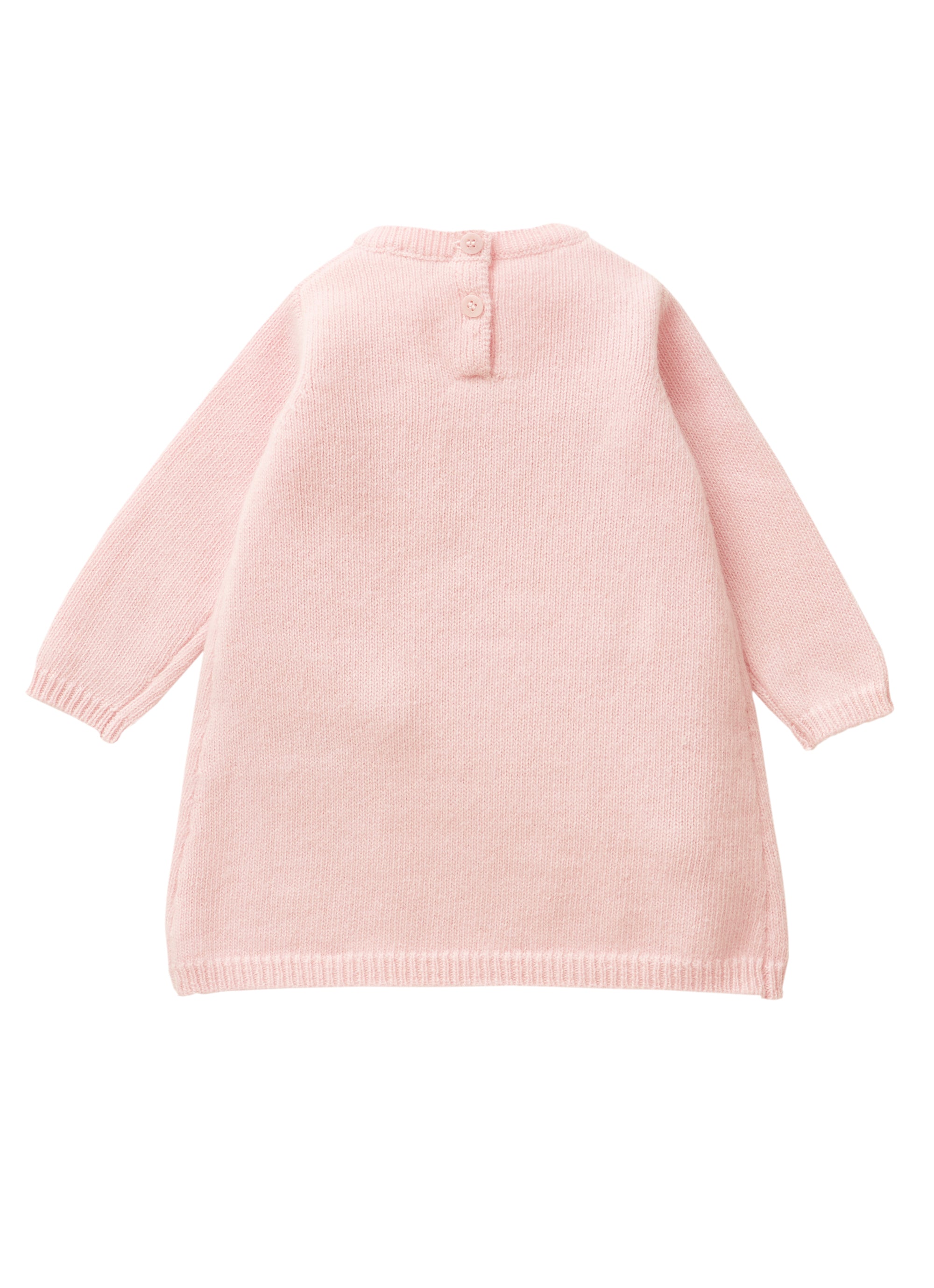 Wool tricot dress with a striking multicoloured POM POMS