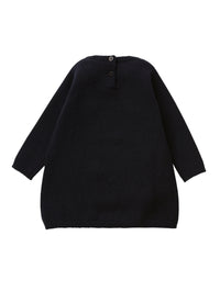 Extrafine woven wool dress with POM-POM detail