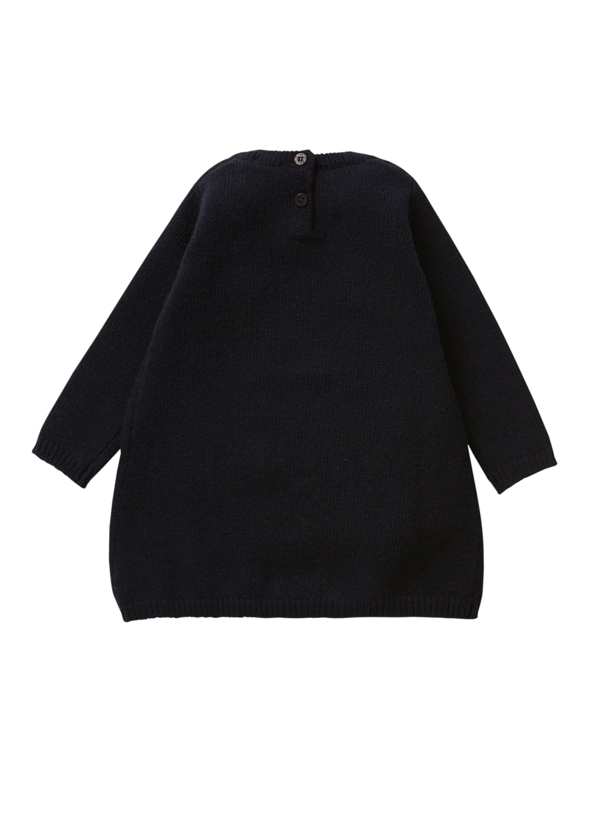 Extrafine woven wool dress with POM-POM detail