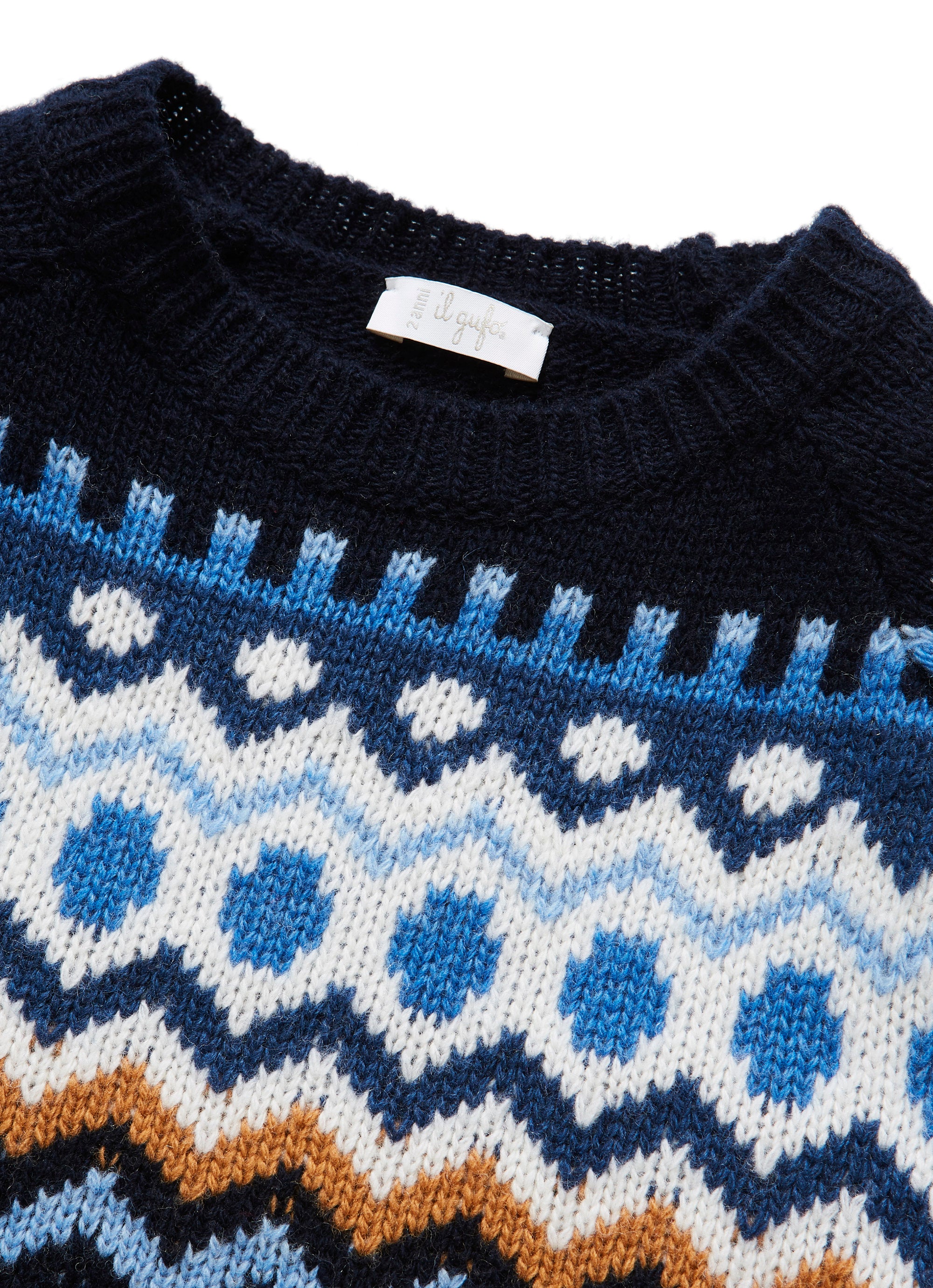 Tricot dress with geometric shapes and tassels