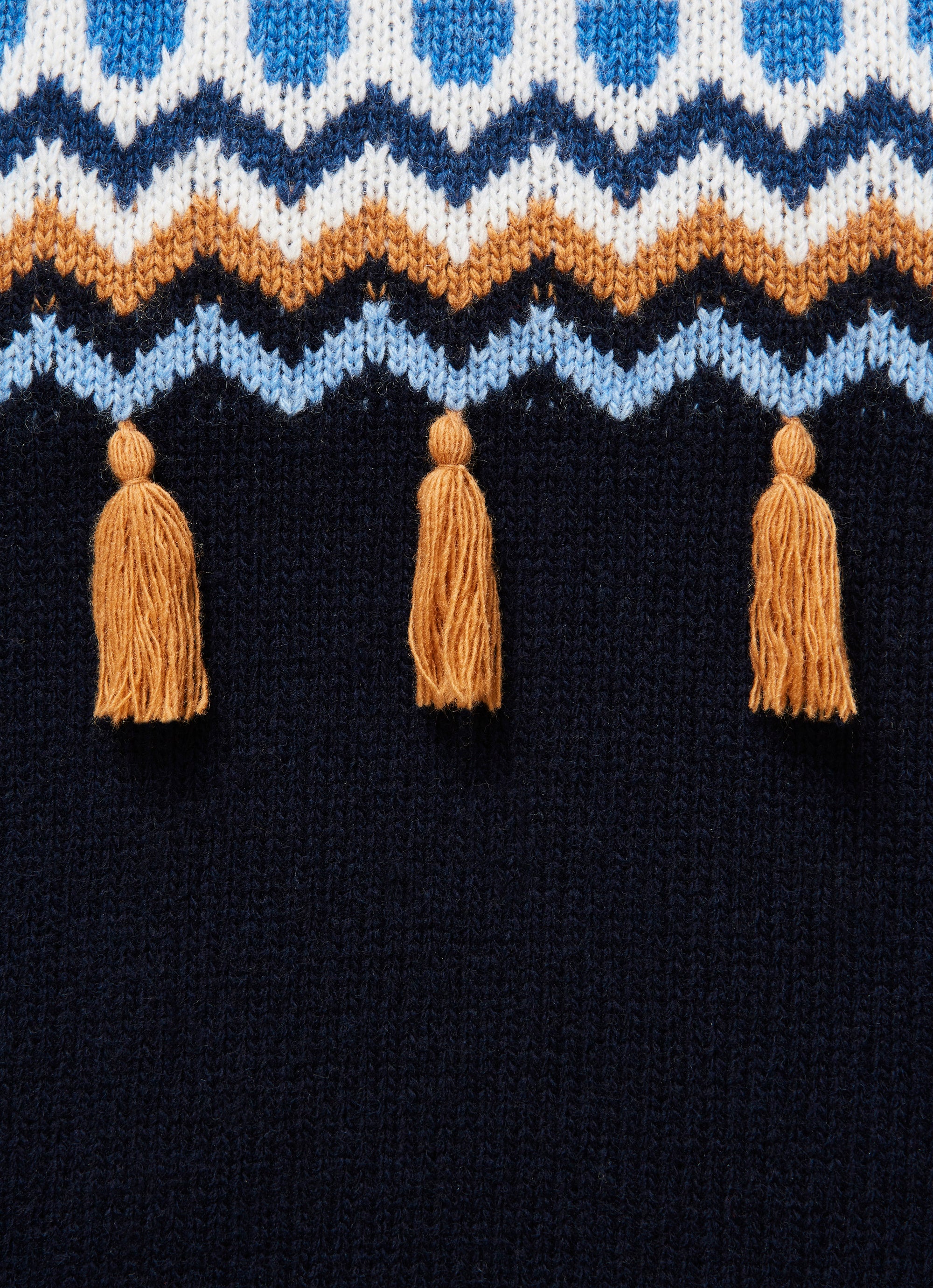Tricot dress with geometric shapes and tassels