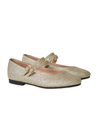 Glitter ballerina pumps with double strap