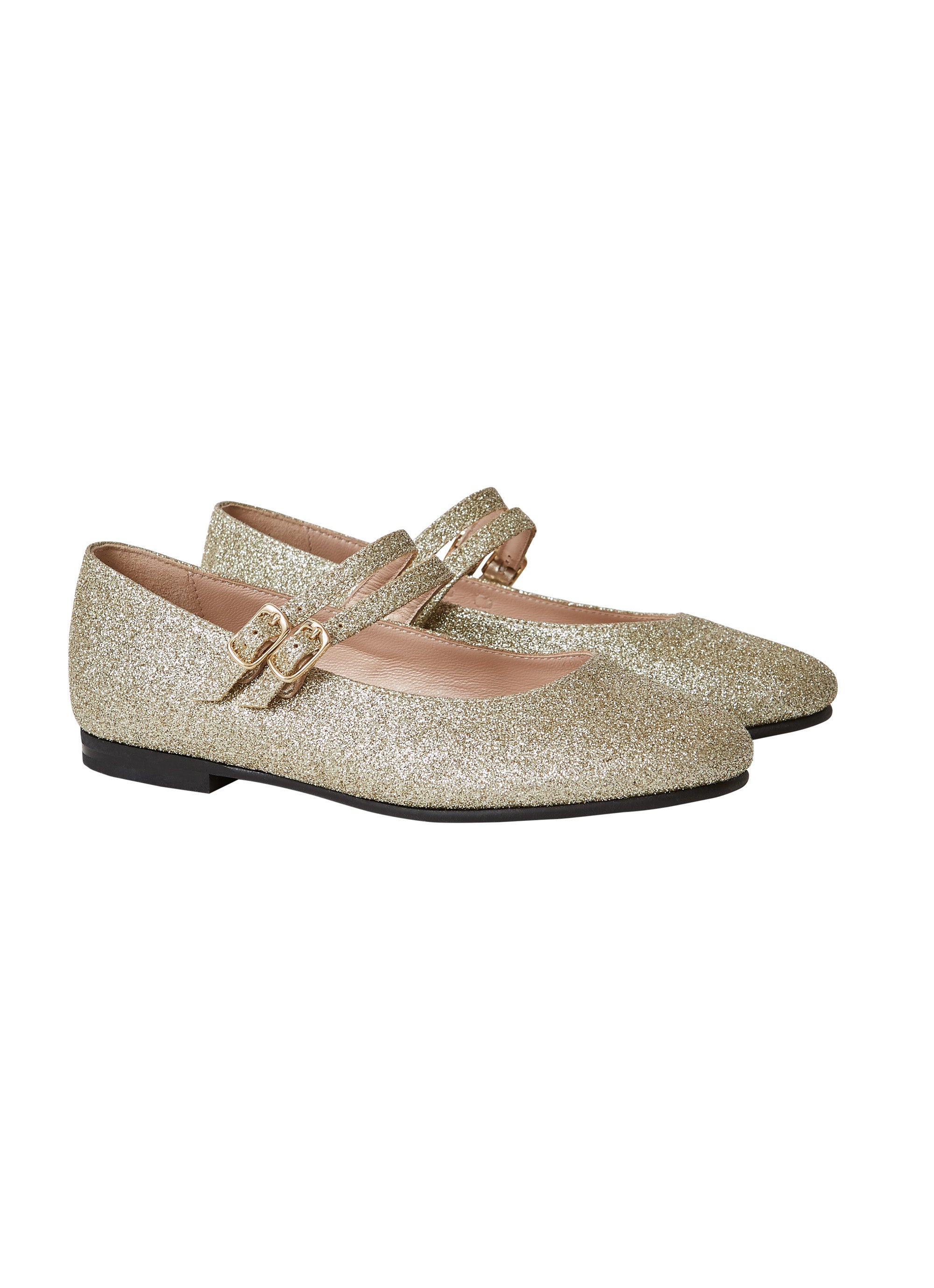 Glitter ballerina pumps with double strap