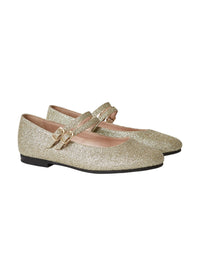 Glitter Ballerina Pumps With Double Strap