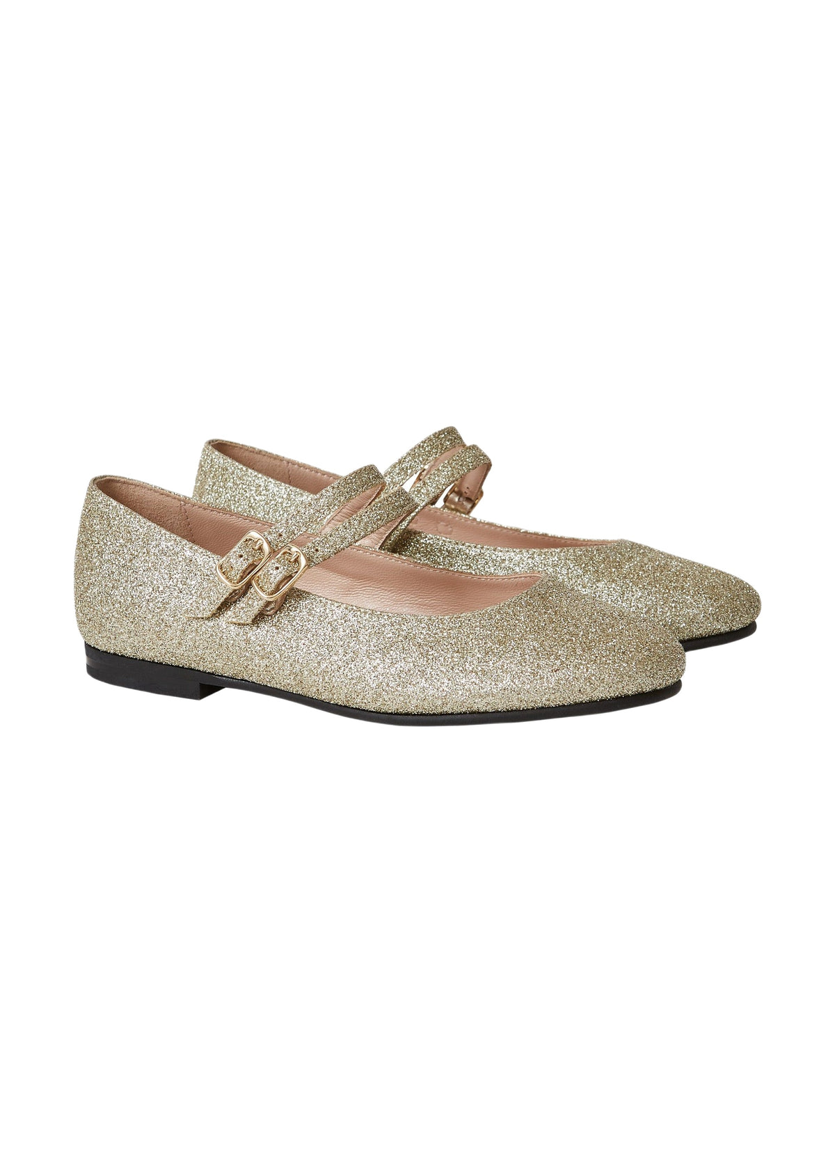 Glitter Ballerina Pumps With Double Strap