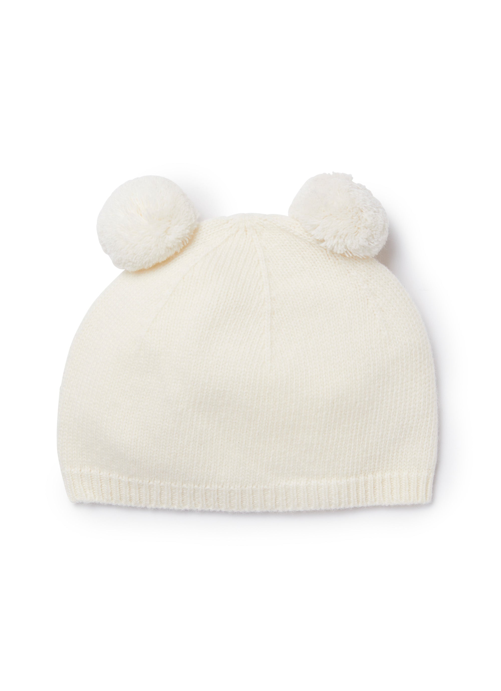 Milk wool hat with double pom-pon