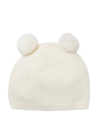 Milk Wool Hat With Double Pom-Pon