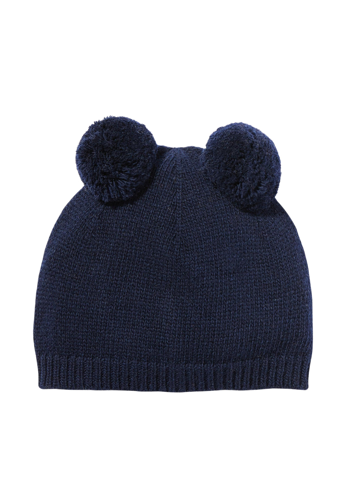 Blue Wool Hat With Double Pom-Pon