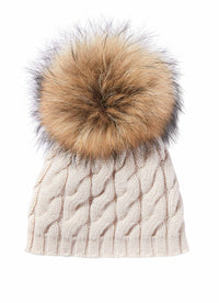 Hat with real fur pom-pon